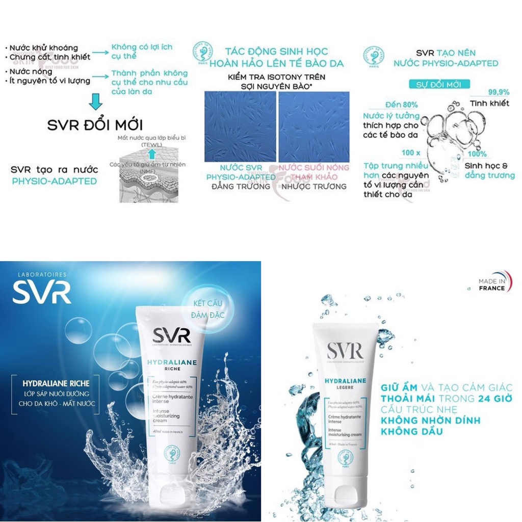 [DATE 09/23] Combo 20 gói sample Kem dịu da, tái tạo hư tổn, ngừa mụn chứa Kẽm, Magie, Mangan SVR Hydraliane (Pháp)