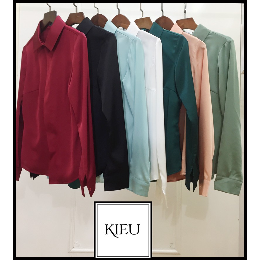 Áo Tay Dài Nữ 💖𝑭𝒓𝒆𝒆𝒔𝒉𝒊𝒑💖 Áo Lụa Đỏ Công Sở Nữ Vải Mềm | BigBuy360 - bigbuy360.vn