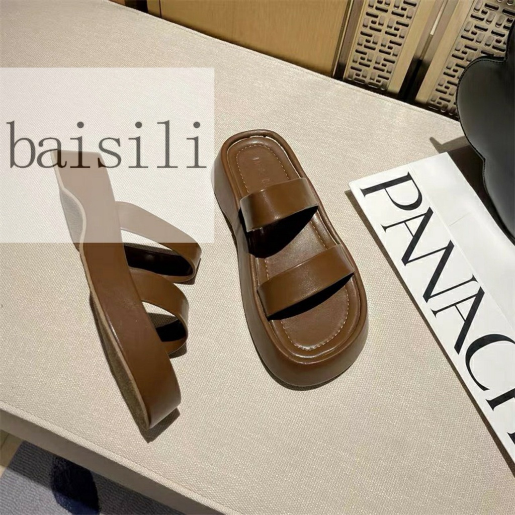 DÉP NỮ CAO CẤP BAISILI - DÉP XUỒNG NỮ HAI QUAI NGANG BÓNG PHONG CÁCH CÁ TÍNH ĐẾ BẰNG BD220787