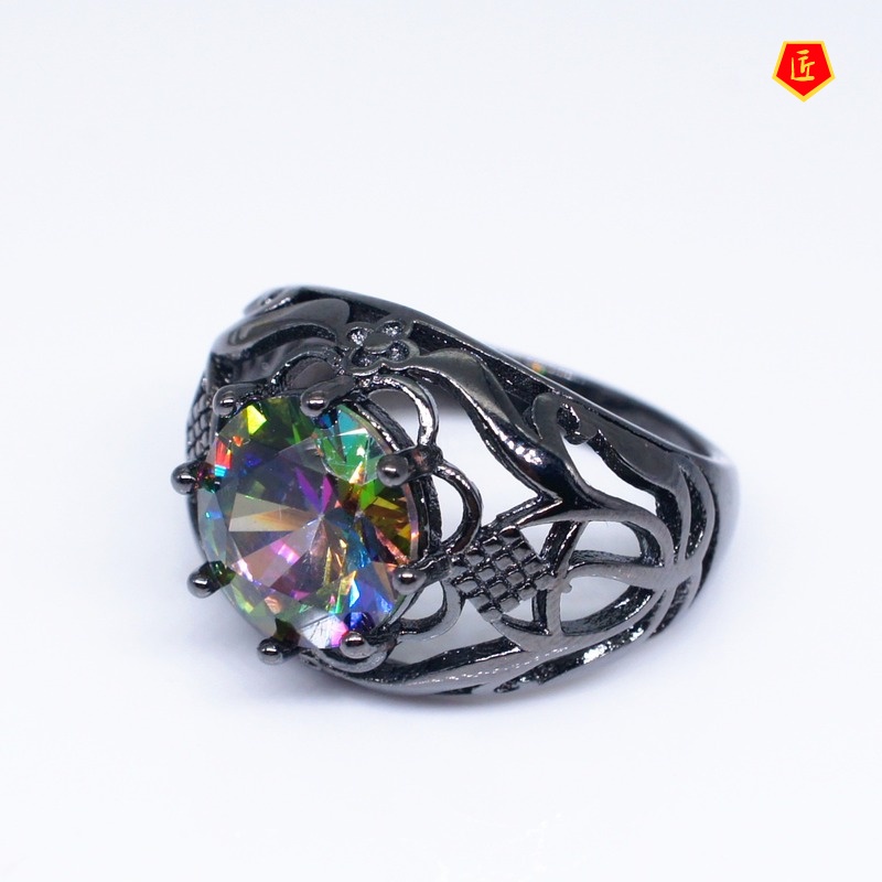 Nhẫn Thời Trang Màu Đen / Vàng Họa Tiết Moissanite Sáng Tạo