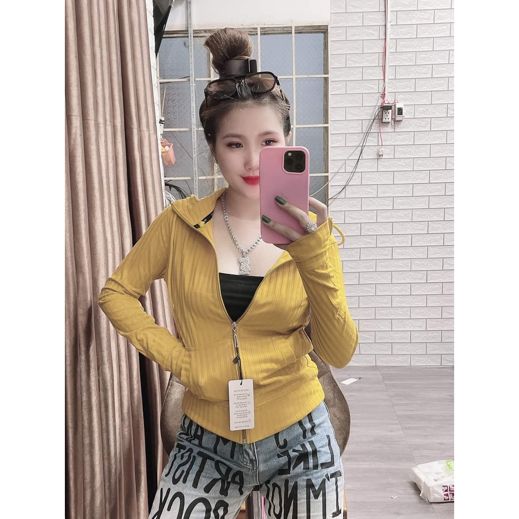 [Size Lớn 53-63kg] Có 6 Túi. Áo Khoác Thun Gân Nữ. Áo Khoác Nữ 6 Túi Cao Cấp Loại Trơn [Thun Gân To]