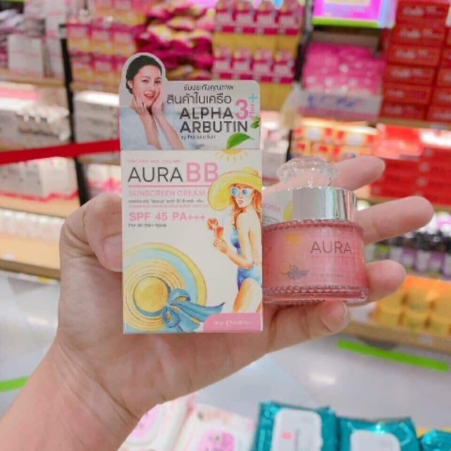 Kem dưỡng da mặt và chống nắng alpha 3 arbutine aura bb dùng như kem lót