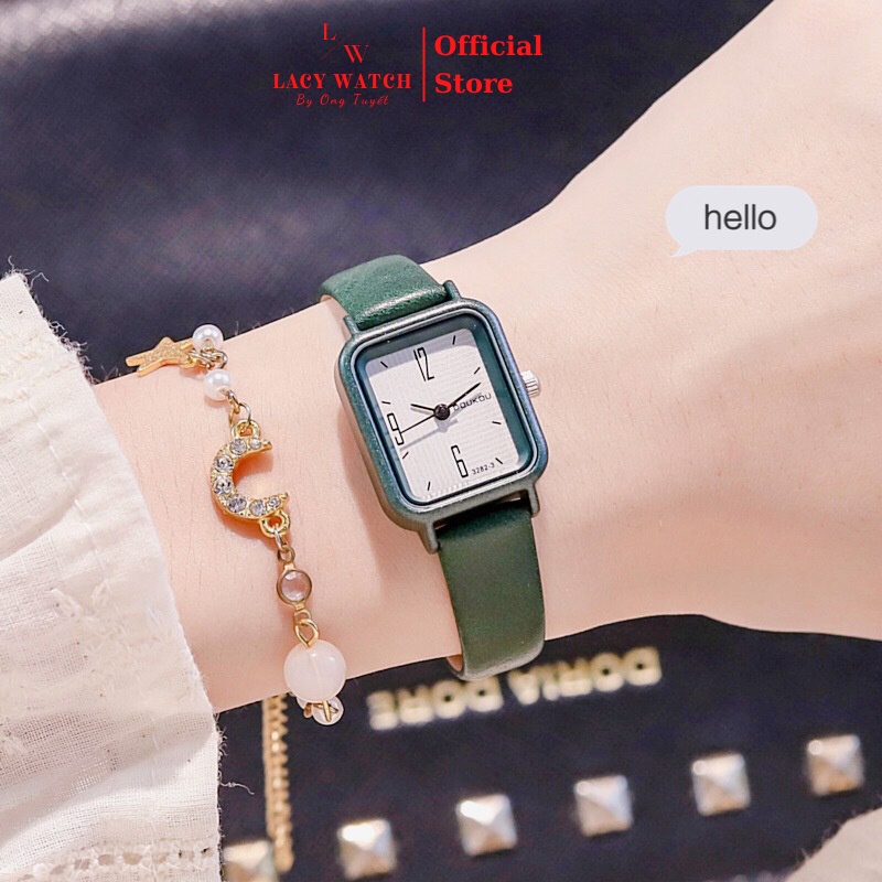 Đồng hồ nữ LaCy Watch đồng hồ đeo tay dây da mặt chữ nhật nhỏ cọc số kết hợp DHJI0014 | BigBuy360 - bigbuy360.vn