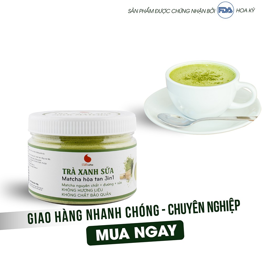 Bột trà xanh sữa 3in1, matcha xuất xứ Nhật Bản Hũ 230g, từ nhà sản xuất Light Coffee