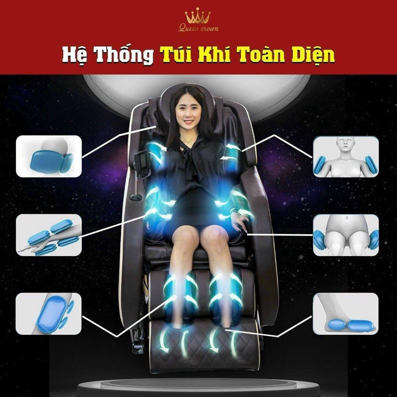 Ghế massage toàn thân nhật vản Queencrown dr.tokyo(tặng kính massage mắt và chùm ghế)