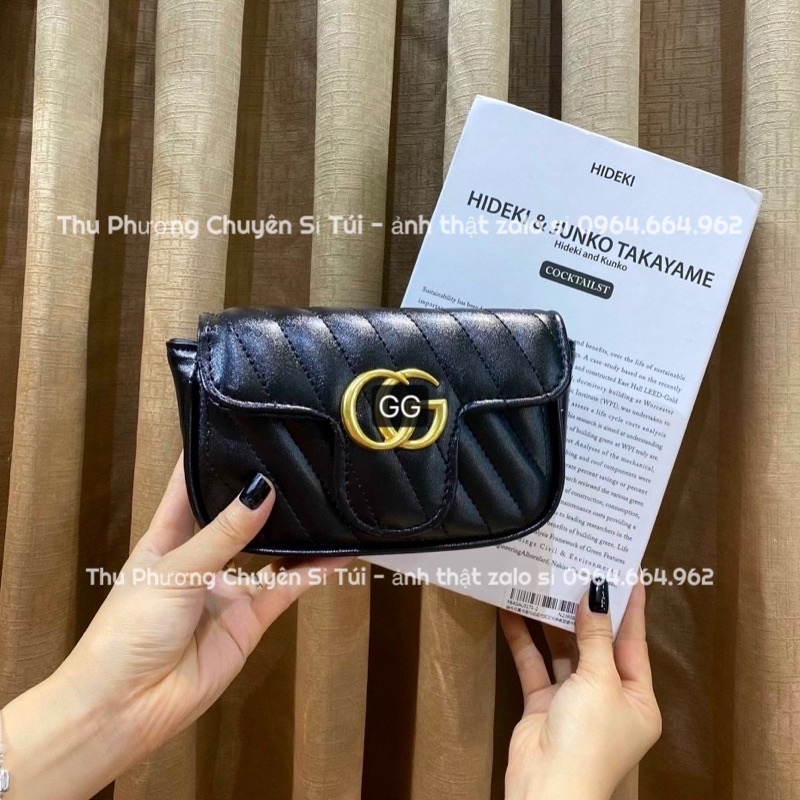 Túi đeo chéo nữ gu.ci rẻ đẹp đi chơi, trần vạch chéo logo vàng nổi siêu đẹp (hàng chuẩn hình)