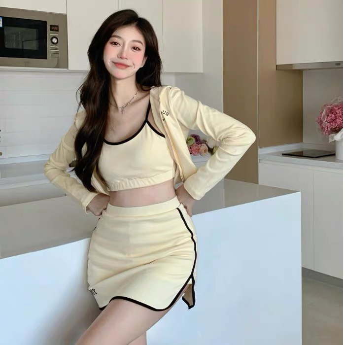 SET TENNIS QUẦN VÁY Thể Thao Viền Lai Áo Crotop Dây Bo Thun (Có bán rời)
