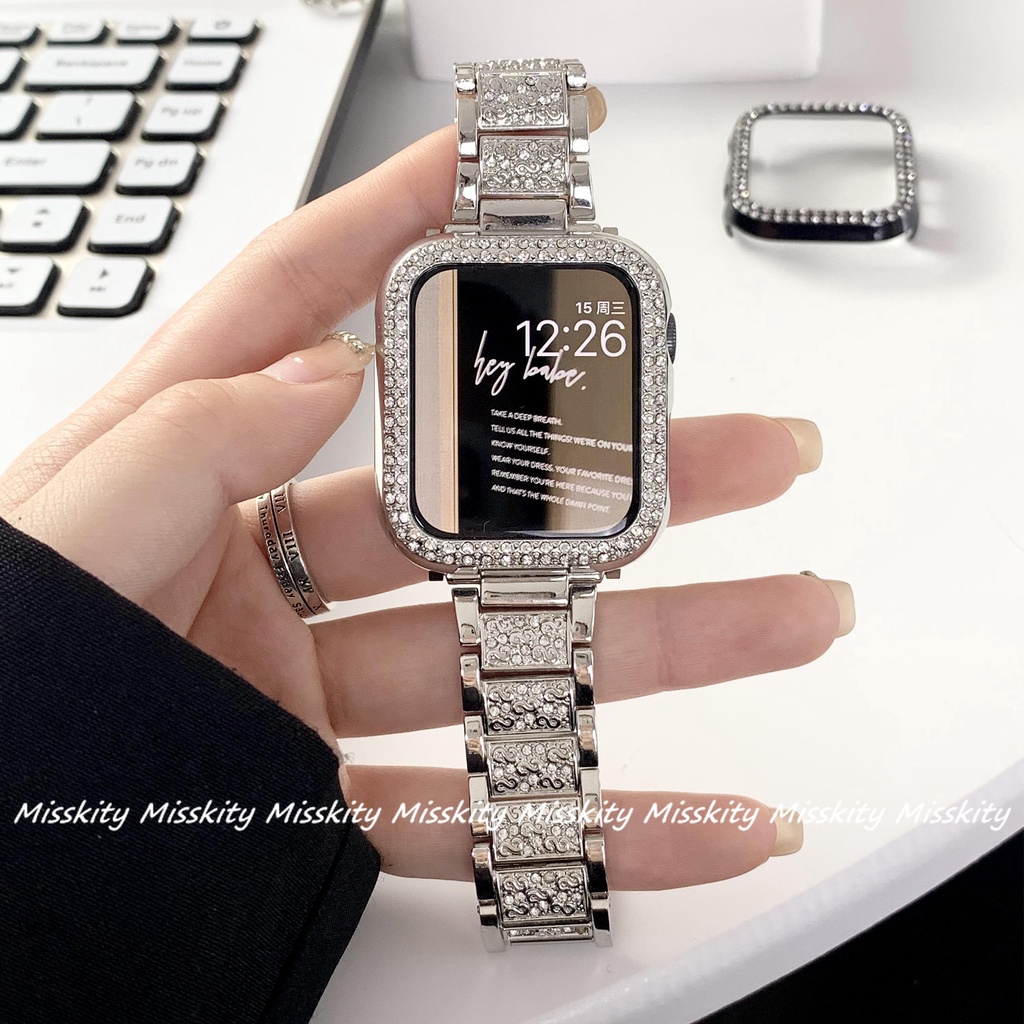Ốp Bảo Vệ Mặt Đồng Hồ Đính Kim Cương Cho Apple watch Series 7 6 SE 5 4 3 2 1 45mm 41mm Iwatch 6 5 4 40mm 44mm