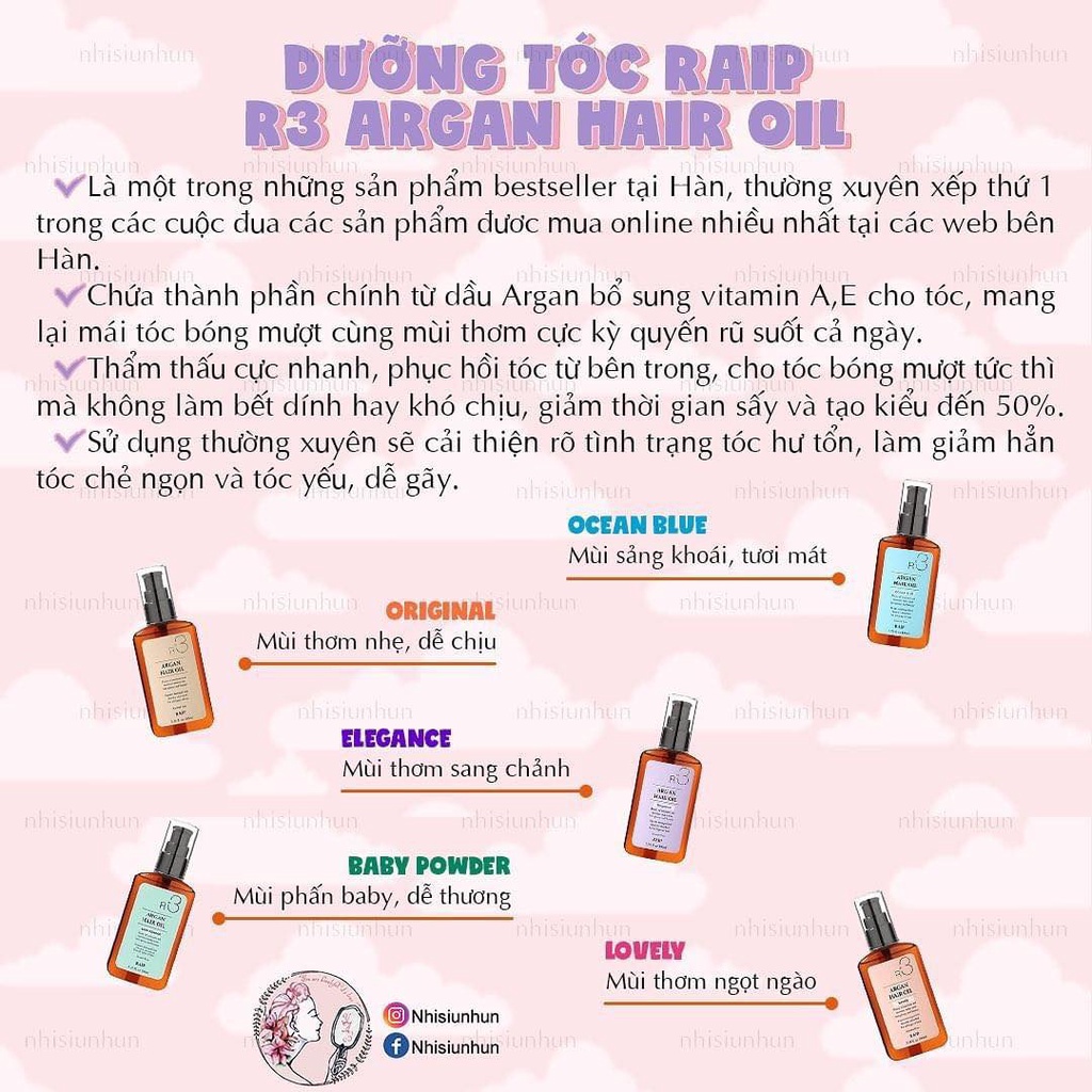 Tinh dầu dưỡng tóc R3 Argan Hair oil Raip