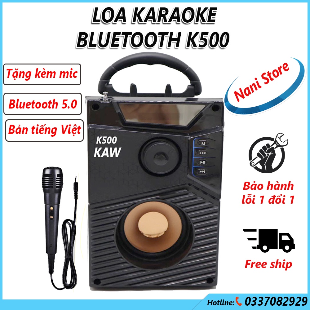 Loa Công Suất Lớn, K500, K600 Hozito Cao Cấp Version 2022 + tặng kèm mic, Loa Hat Karaoke Bluetooth Cầm Tay -Kèm Bóp xốp