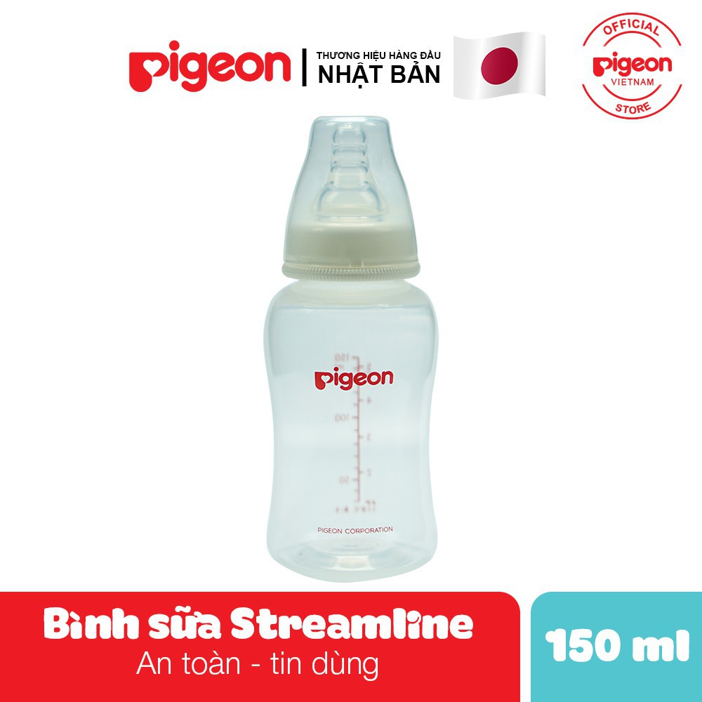 Bình sữa cổ hẹp PP Streamline Pigeon 150ml/ 250ml