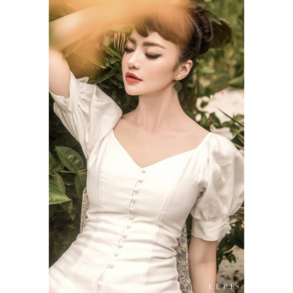 Váy trắng tay bồng Elpis size S