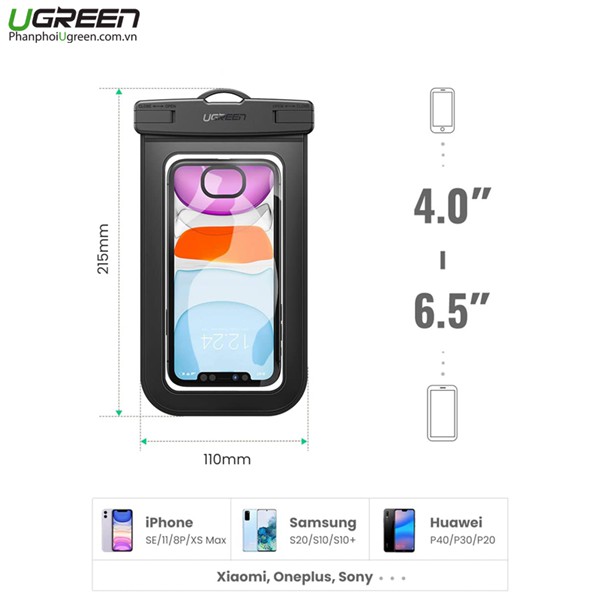 Túi chống thấm nước sâu 20m UGREEN 50919 - 60959 tiện dụng chất lượng cao cho điện thoại ✔HÀNG CHÍNH HÃNG ✔