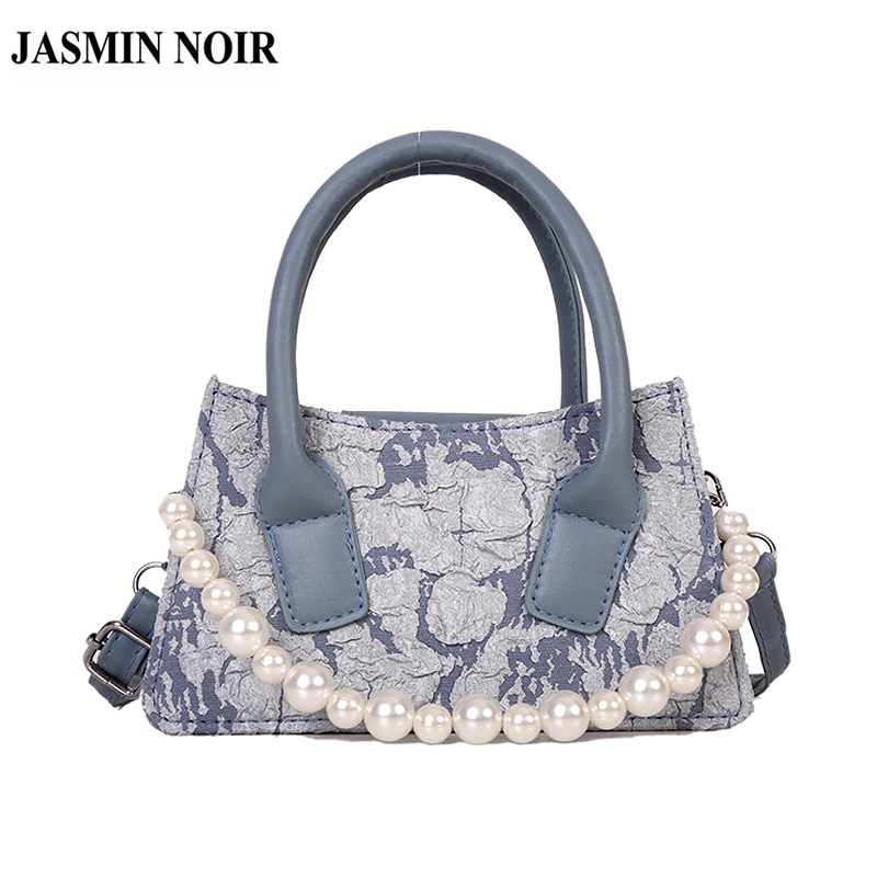 Túi vải JASMIN NOIR đính ngọc trai giả thời trang cho nữ
