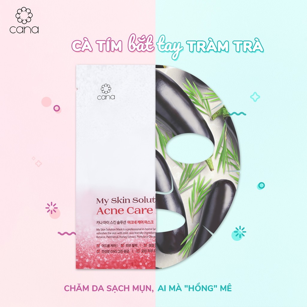 [Mã SKAMLTSW8 giảm 10% đơn 100K] Mặt Nạ Tràm Trà Chăm Da Mụn Hàn Quốc Cana My Skin Solution Acne Care