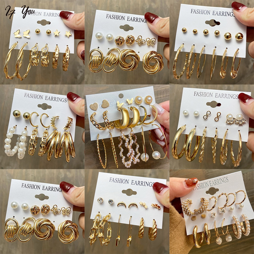 Set bông tai AY hình bướm đính ngọc trai giả với nhiều kiểu dáng lựa chọn thời trang chất lượng cao