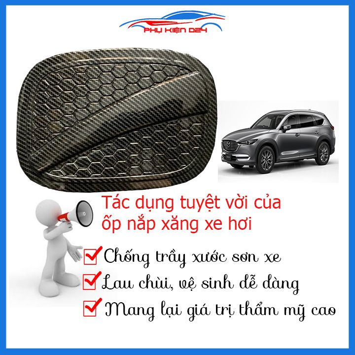 Ốp nắp bình xăng CX8, CX-8 2019-2020 vân cacbon chống trầy trang trí ô tô