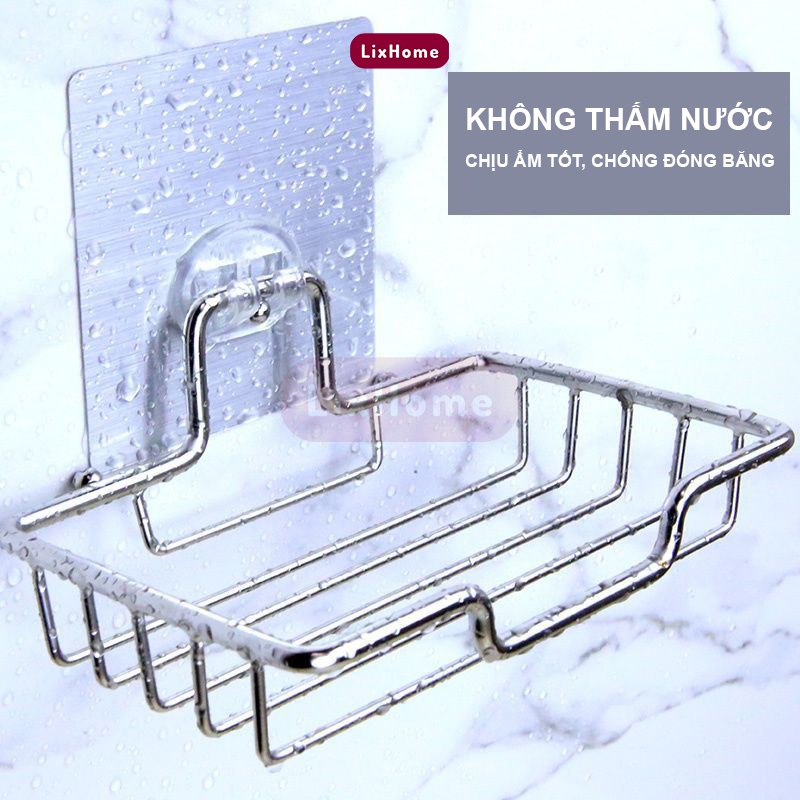 Khay đựng xà phòng dán tường inox không cần khoan đục, giá để xà bông tiện lợi cho phòng tắm - LixHome