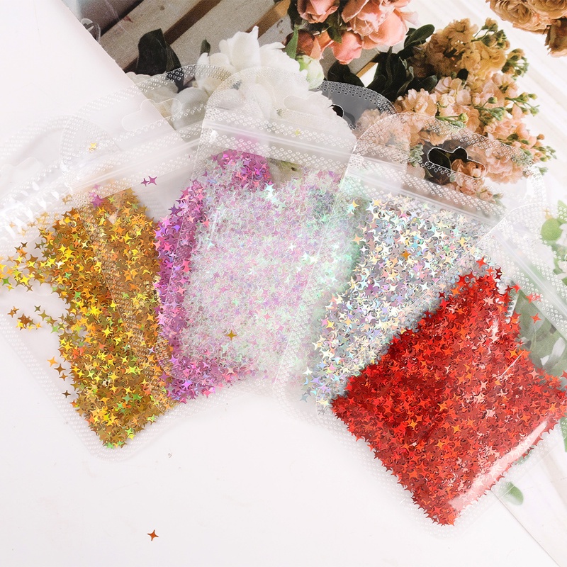 Kim Sa 3D Hình Ngôi Sao Lấp Lánh Trang Trí Móng Nghệ Thuật