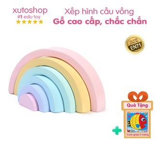 Bộ đồ chơi xếp hình cầu vồng bằng gỗ cho bé Xutoshop
