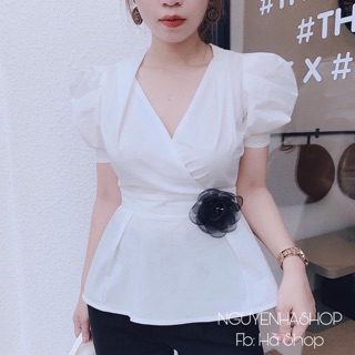 Sét bộ tay phồng + quần tag hoa