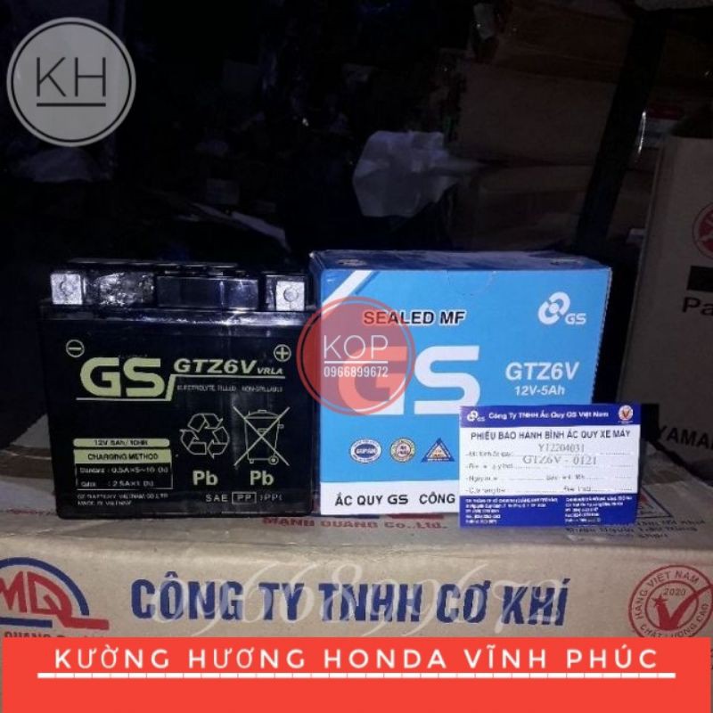 Bình Ắc Quy Khô GS GT6A ( 12V - 5Ah ) - KT (mm): 121 x 62 x 131 ( Dài x Rộng x Cao) Sale-10%