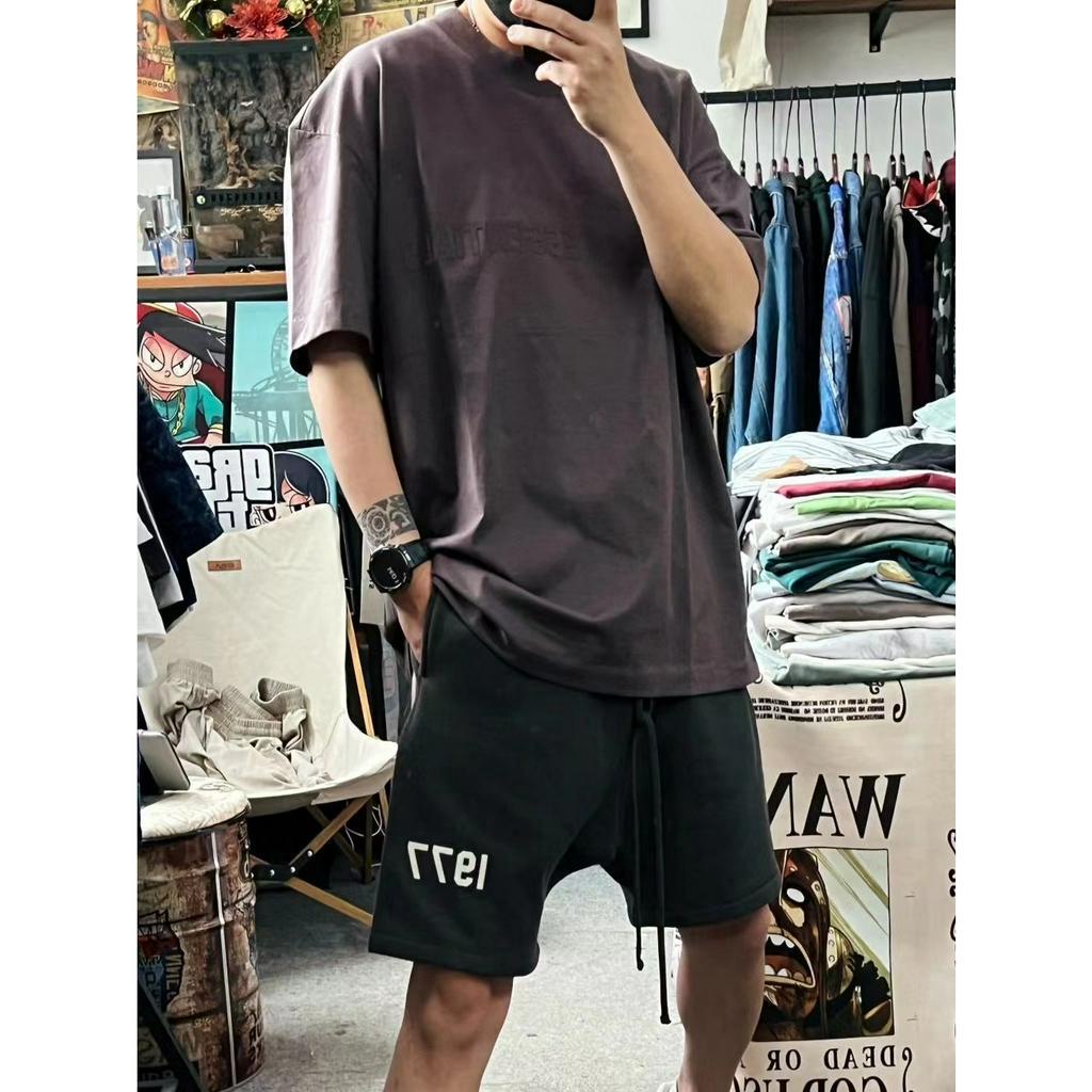 FOG Season 9 FEAR OF GOD Double Thread ESSENTIALS Silicone Print Loose Relaxed Short Sleeve T-shirt Summer