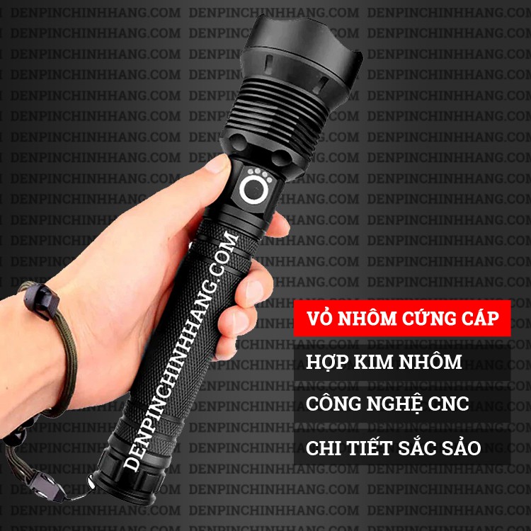 Đèn pin siêu sáng P70 cao cấp có zoom