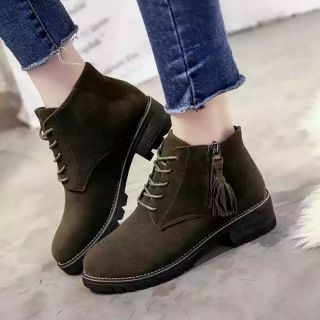 Giày cao cổ nữ kéo khóa