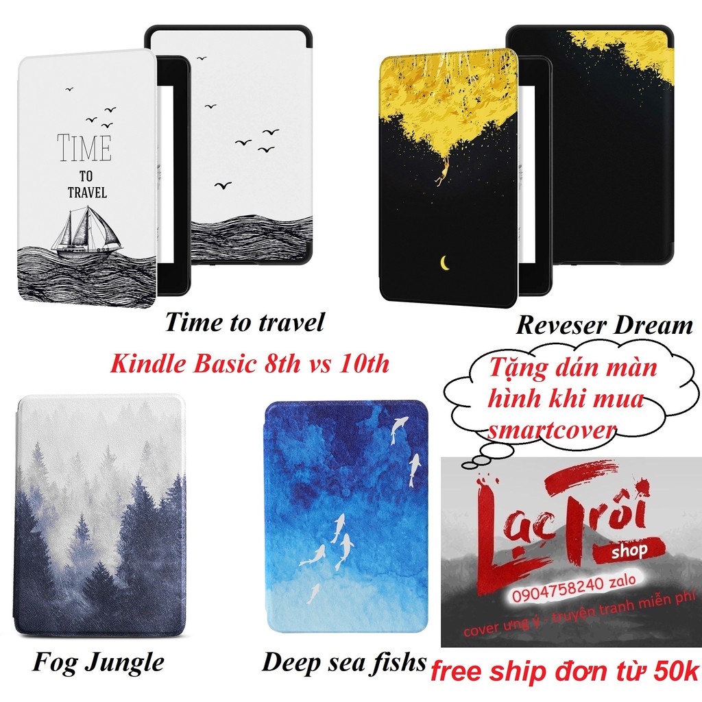 [Kindle basic 8th-10th] Smart Cover Họa Tiết PVC