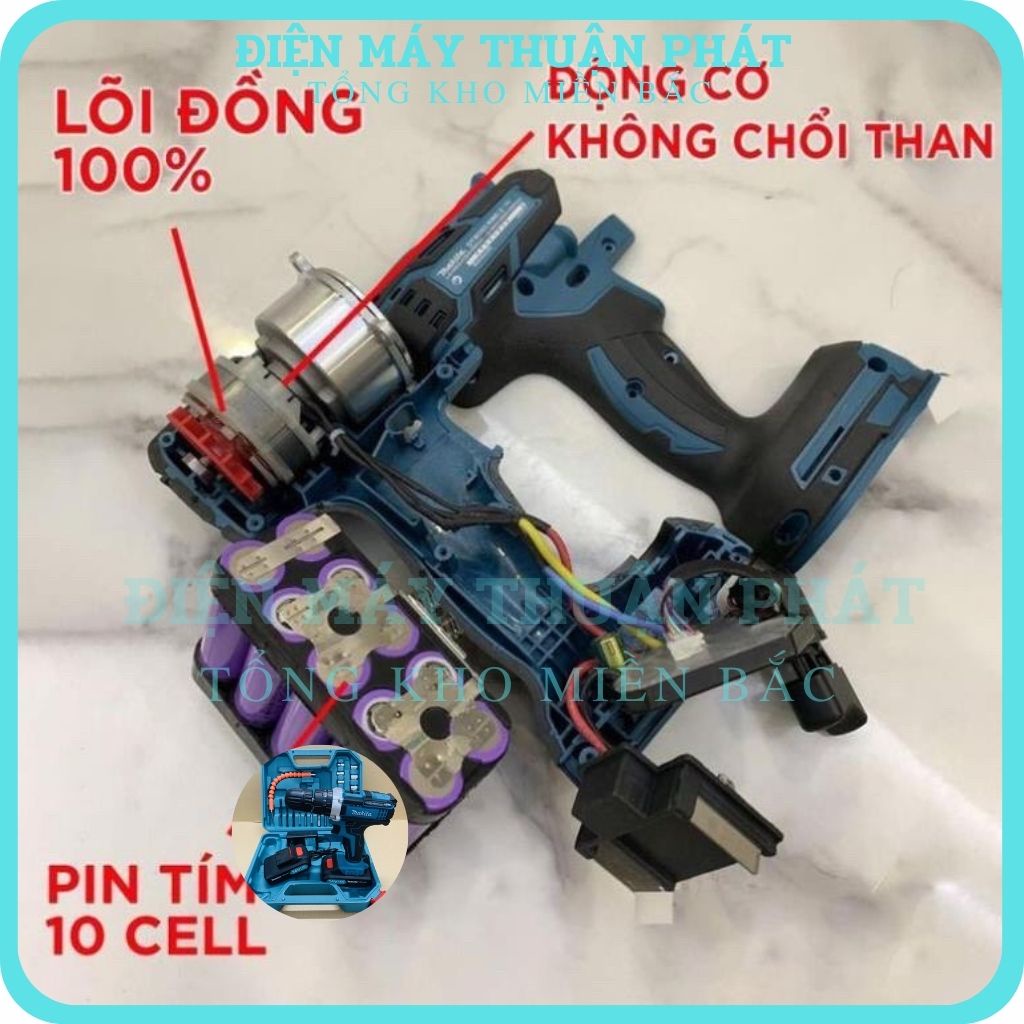 Máy khoan pin cầm tay mini Makita 199V chính hãng không chổi than bắn bắt vặn vít khoan bê tông giá rẻ
