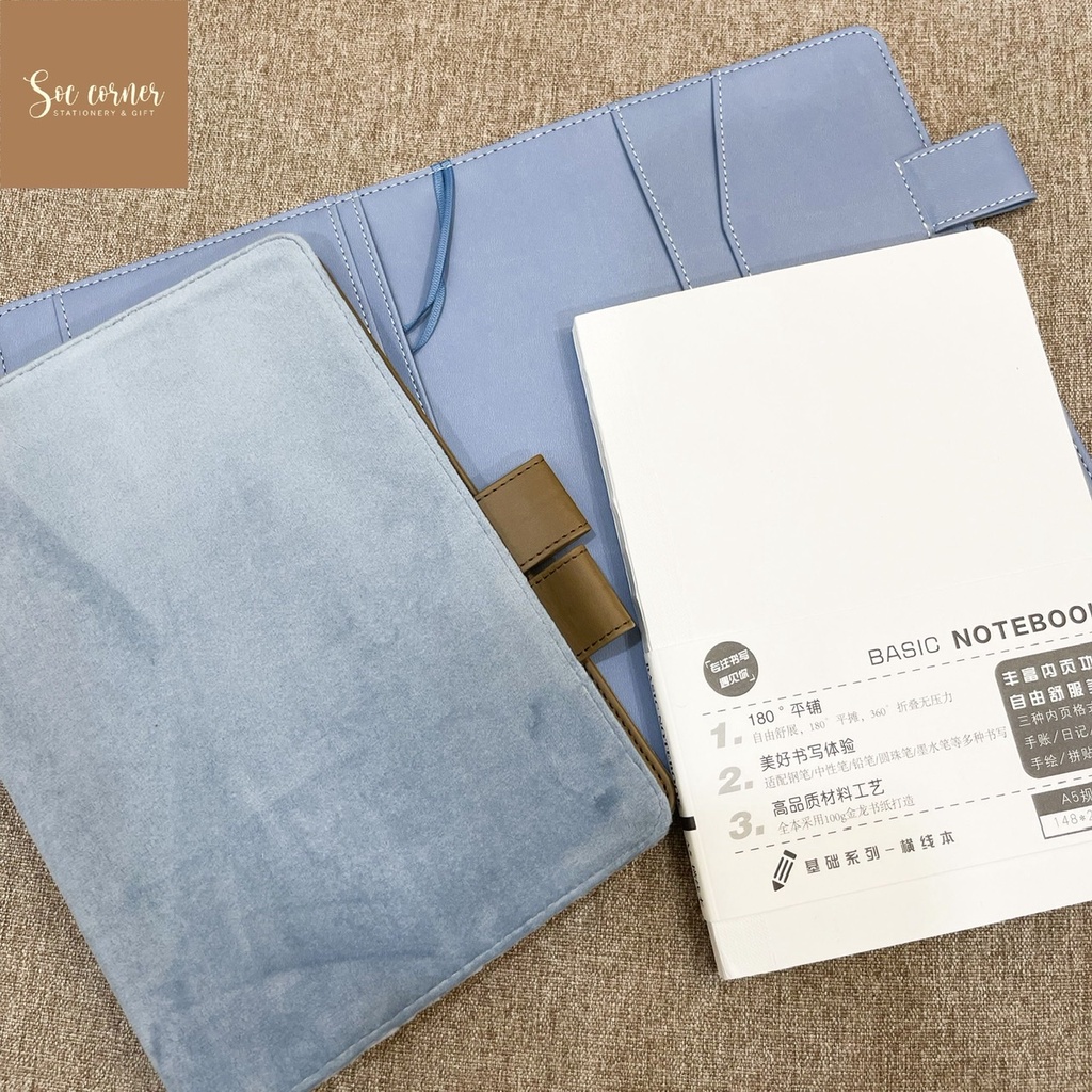 Bìa sổ Notebook / Note For size A5 bằng Nhung và da PU