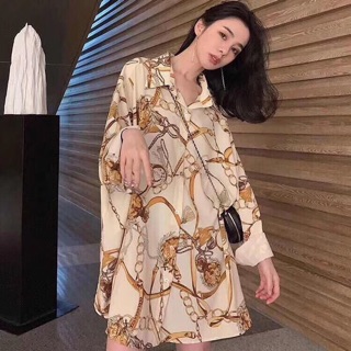 Váy sơ mi lụa xích 2 màu
