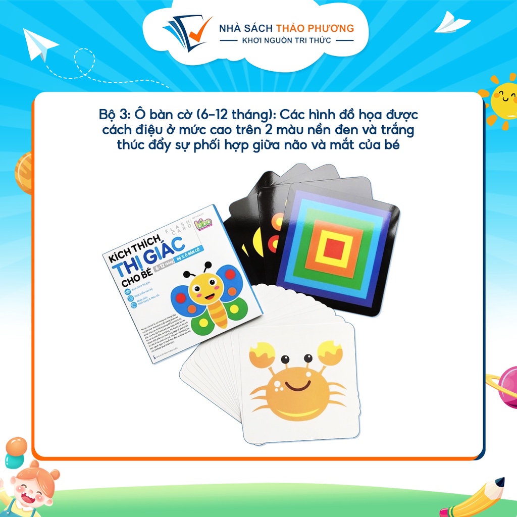 Sách - Bộ thẻ kích thích thị giác cho bé theo chủ đề cho trẻ từ 0 đến 36 tháng
