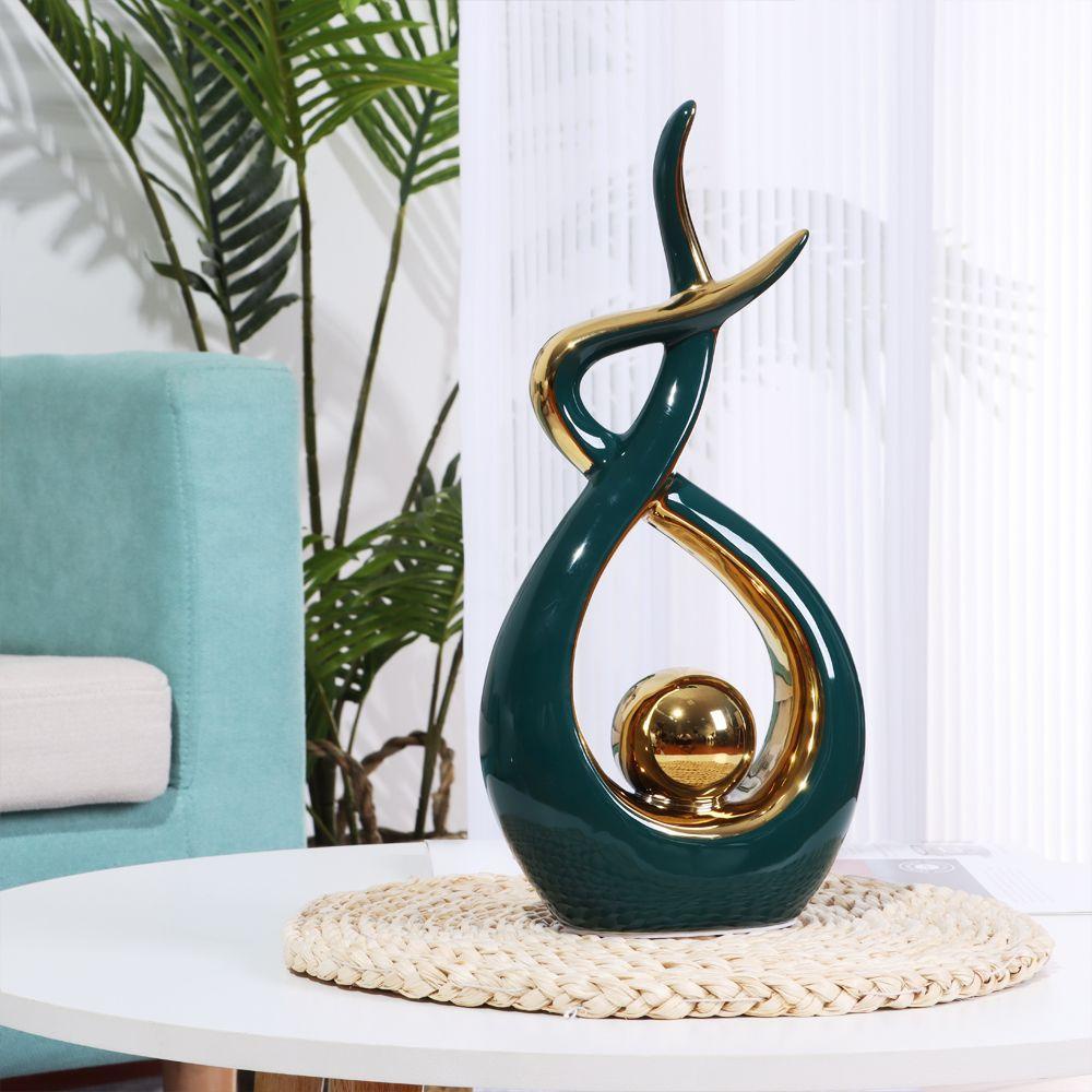 KUNHEV Tượng Gốm Hình Hoa Mẫu Đơn Trang Trí Nội Thất