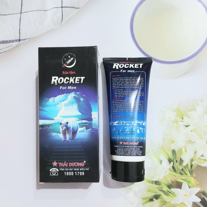 Sữa tắm Rocket 200ml dành cho phái mạnh - Giảm mụn trứng cá toàn thân, làm sạch da, lỗ chân lông