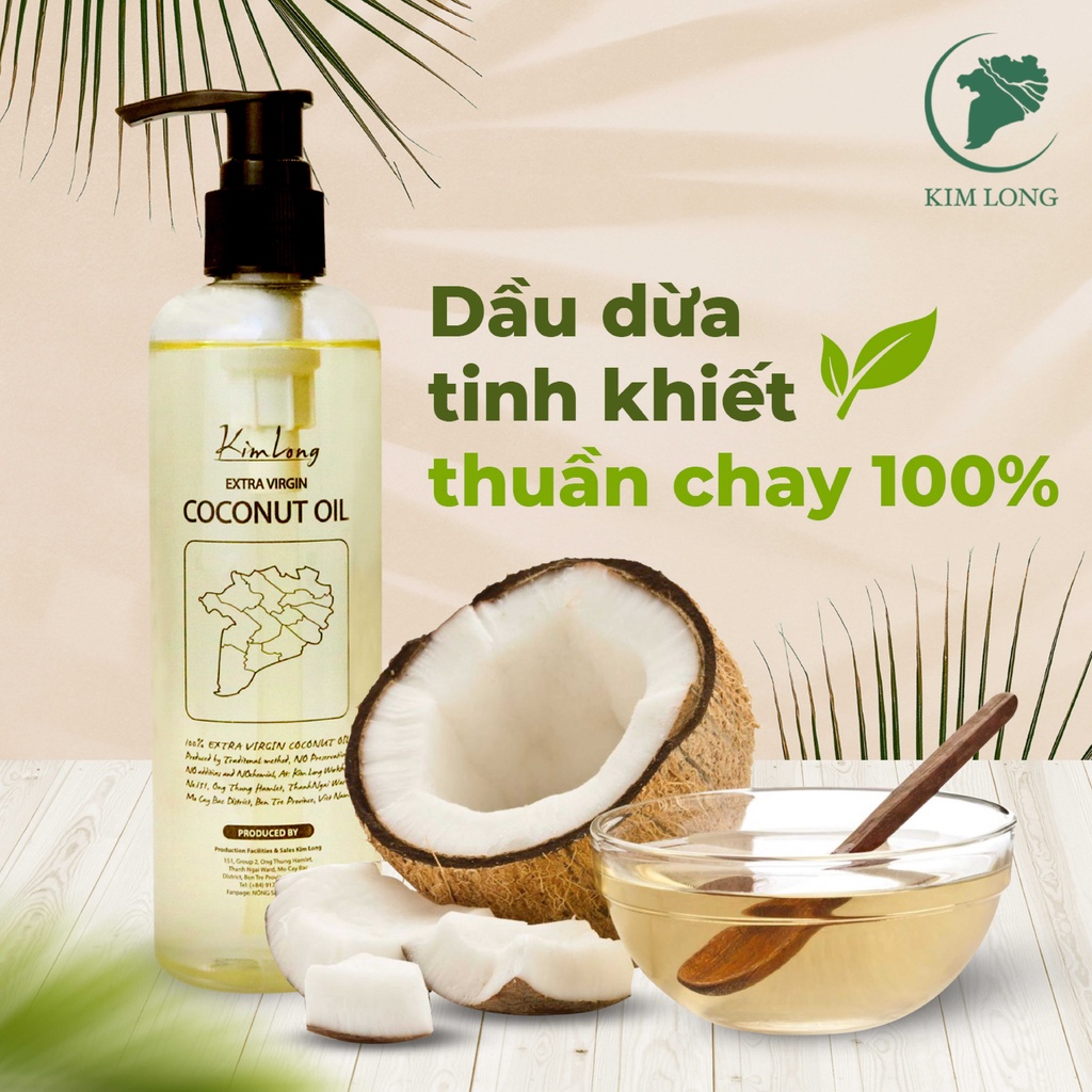 Combo 2 Chai Dầu Dừa Truyền Thống Kim Long Việt Nam Tinh Khiết Và Giàu Dưỡng Chất 1000ml