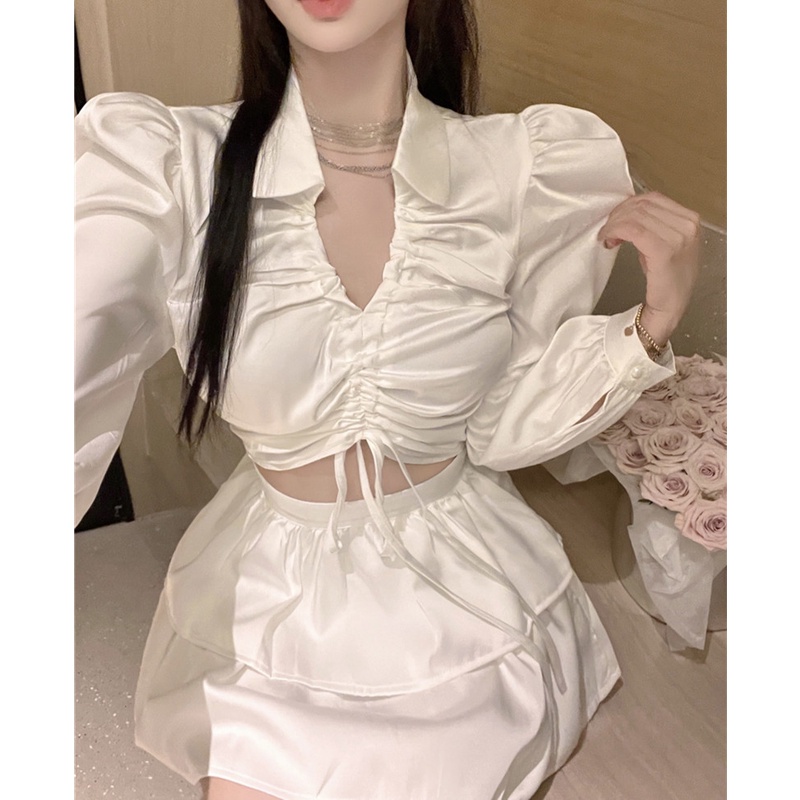 Áo Kiểu Tay Dài Cổ Chữ v Thời Trang Quyến Rũ Cho Nữ