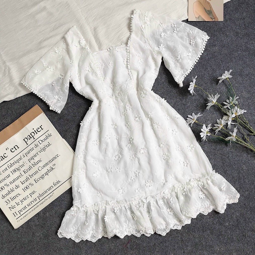 Đầm hoa nhí, đầm hoa vintage mùa hè, kiểu dáng trẻ trung, hàng chuẩn đẹp bán shop, phom dưới 54kg - tùy chiều cao | BigBuy360 - bigbuy360.vn