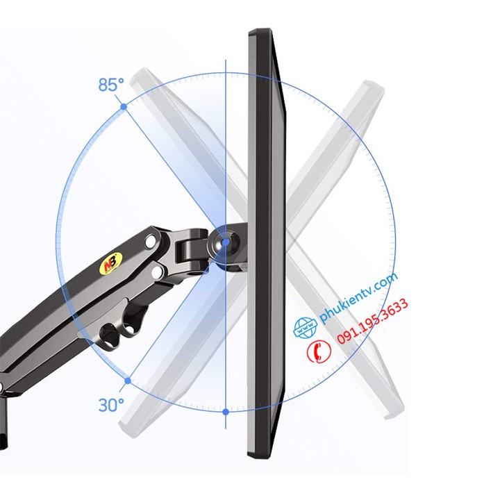 Giá Treo 2 Màn Hình NB H180 22 - 32 Inch - Tay Treo Hai Màn Hình Gắn Bàn - Xếp Màn Trên / Màn Dưới