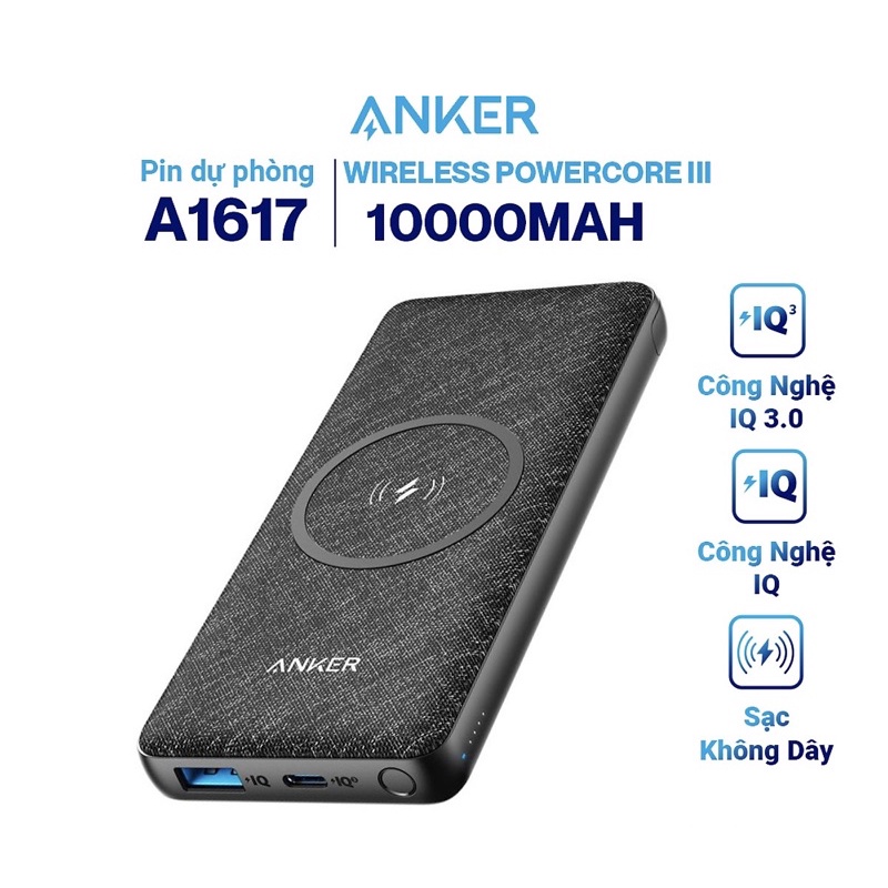 PIN DỰ PHÒNG KHÔNG DÂY ANKER POWERCORE III 10K WIRELESS - A1617