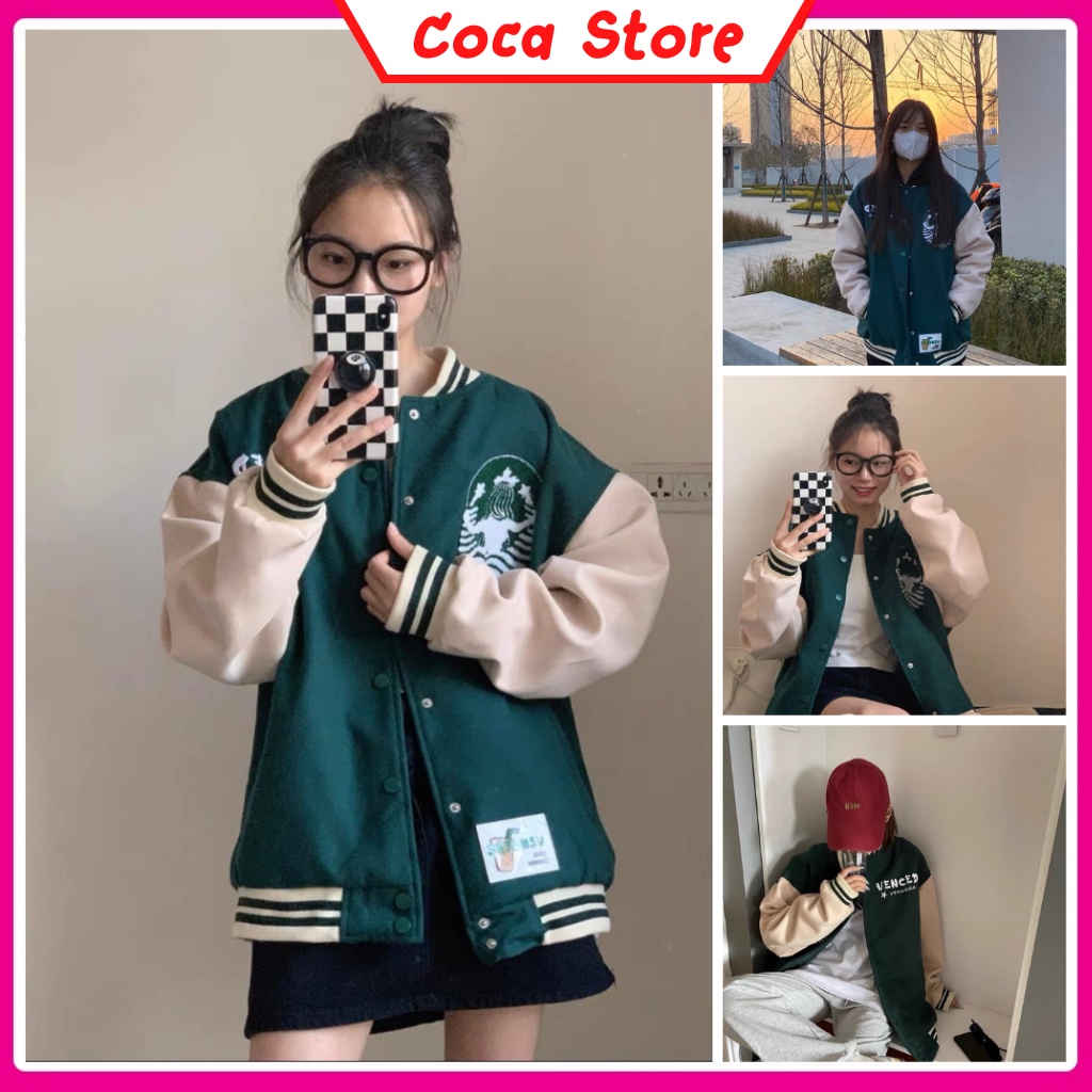 Áo Khoác Bomber, Áo Khoác Nỉ Chữ VENCEDE Nam Nữ Phối Tay Xanh Lá, Đen Bo Chun Tay Freesize Unisex