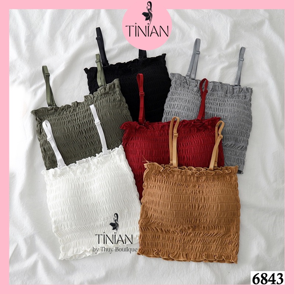 Áo bra TINIAN thun croptop không dây nhún công chúa có mút ngực sexy 6843