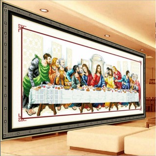 Tranh Thêu Chữ Thập CHỈ BÔNG , CHỈ LỤA Bữa Tiệc Ly Cuối Cùng A581 , PC8052 (KHÁCH TỰ THÊU) KT:94X42CM