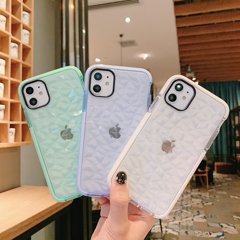 Ốp Điện Thoại Silicon Mềm Trong Suốt Họa Tiết Kim Cương Chống Rơi Cho iphone11 13 pro MAX 12MINI