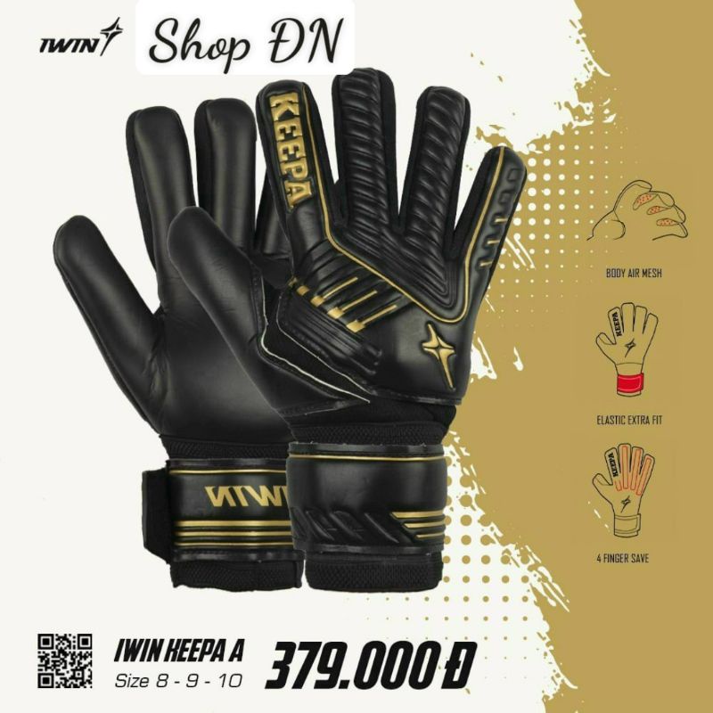 Găng tay thủ môn cao cấp Iwin Keepa A có xương trợ lực Xanh ngọc