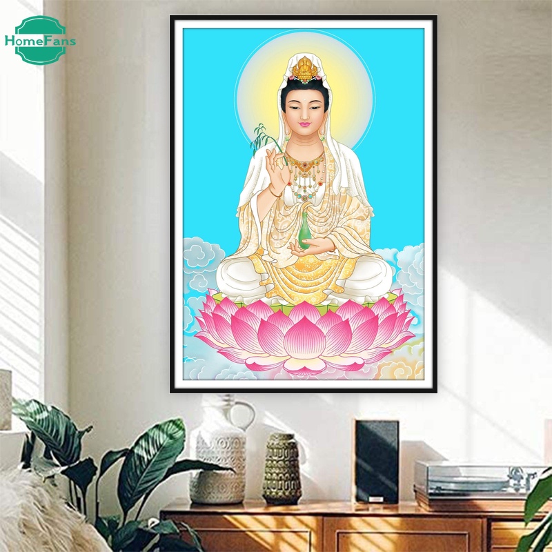 Bộ Tranh Đính Đá 5D Tự Làm Hình Tượng Phật 5D 50x70cm Trang Trí Nhà Cửa