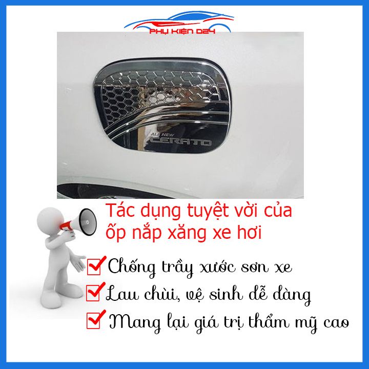 Ốp nắp bình xăng Cerato 2019-2020-2021-2022-2023 mạ crom chống trầy trang trí ô tô
