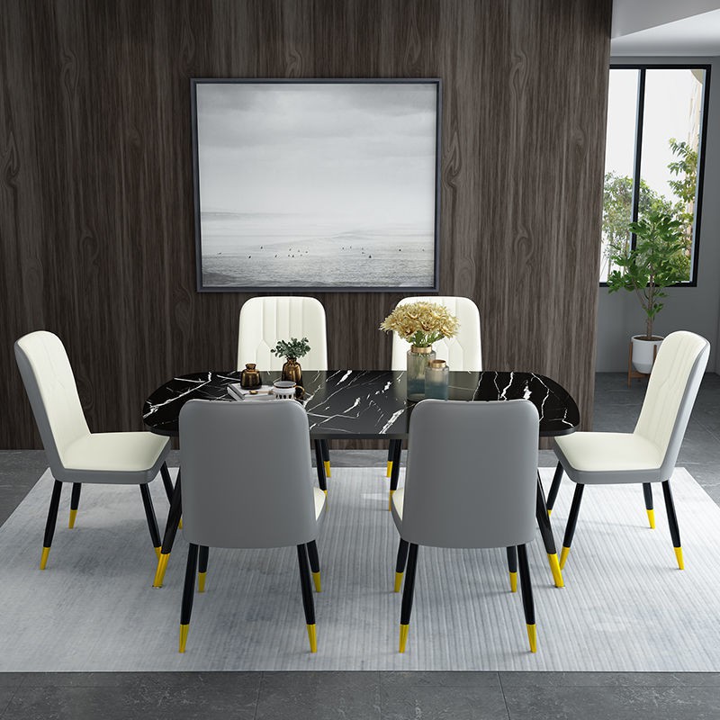 Bộ bàn ghế ăn kết hợp hiện đại tối giản bắc âu cho căn hộ nhỏ phong cách sang trọng nhẹ nhàng giả đá cẩm thạch nhà