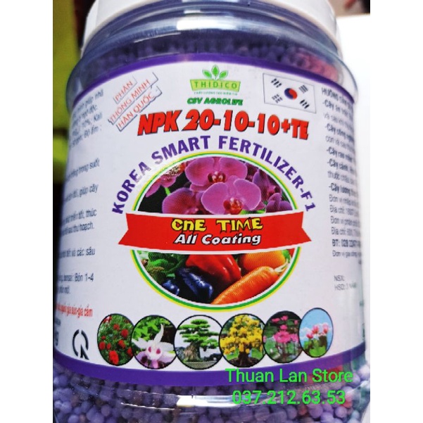 Hũ 1kg Phân Tan Chậm Hàn Quốc 20-10-10+TE Giúp Cây Đâm Chồi, Đẻ Nhánh